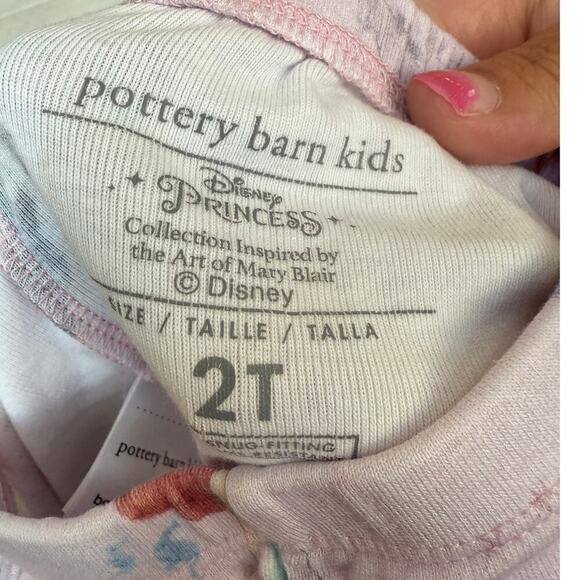 Pottery Barn Kids Pink Disney Princess Castles Organic Cotton Pajama Set Size 2T - Picture 9 of 10